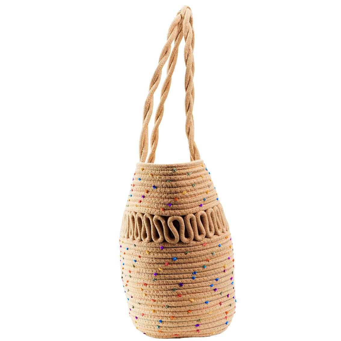 Magid Natural Cotton Woven Confetti Twist Shoulder Tote