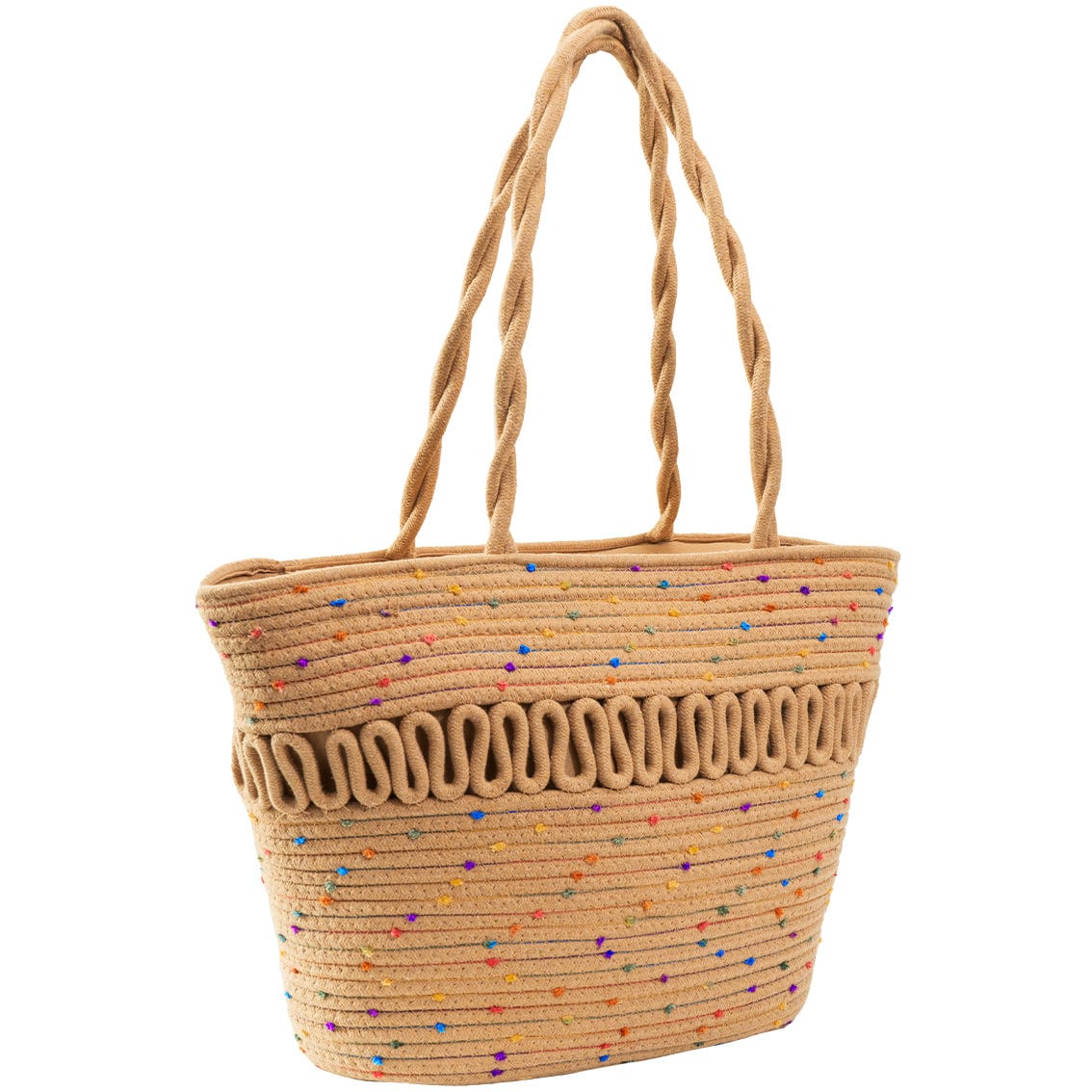 Magid Natural Cotton Woven Confetti Twist Shoulder Tote