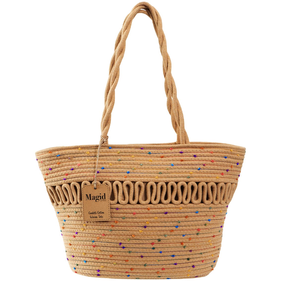 Magid Natural Cotton Woven Confetti Twist Shoulder Tote