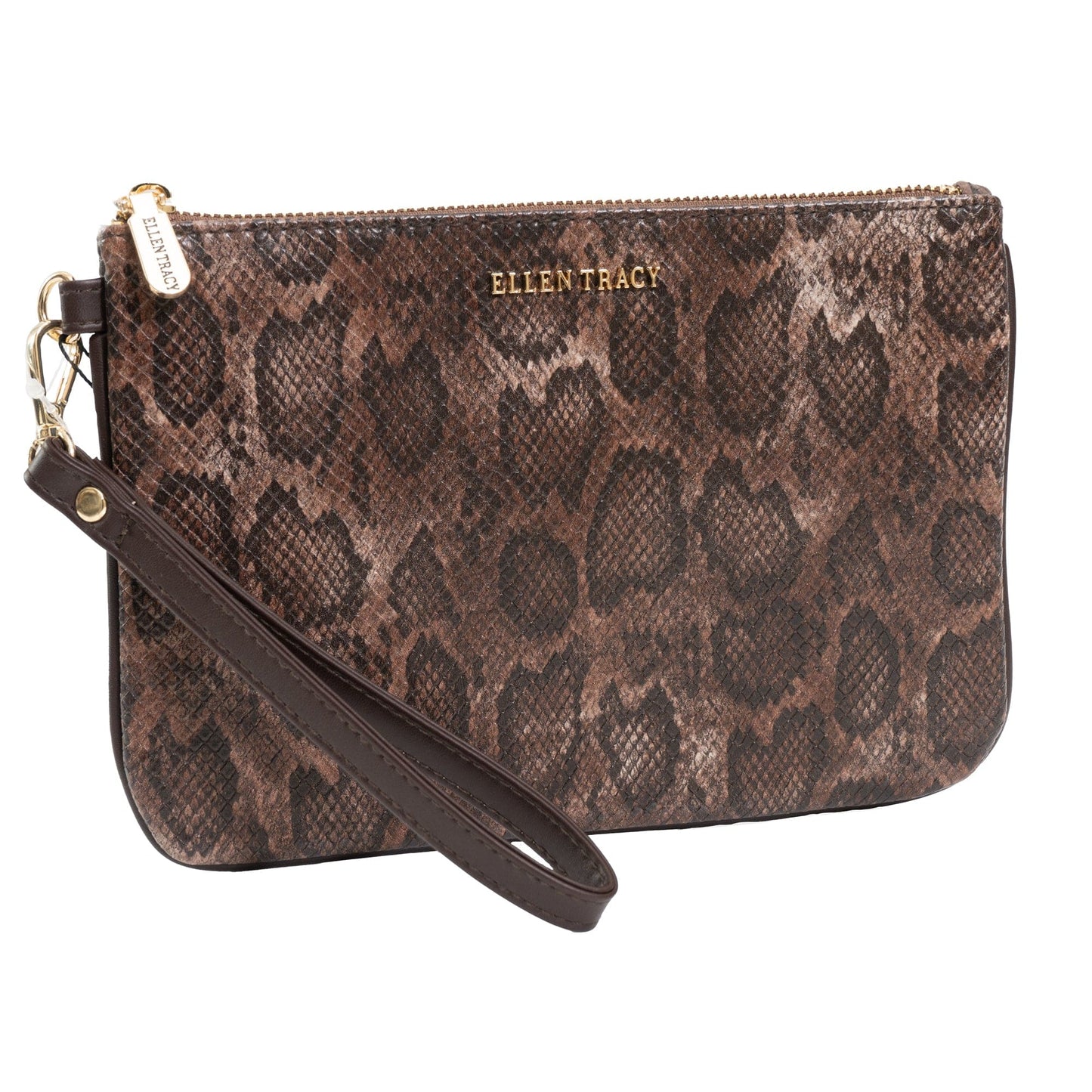 Ellen Tracy Python Faux Leather Print Wristlet