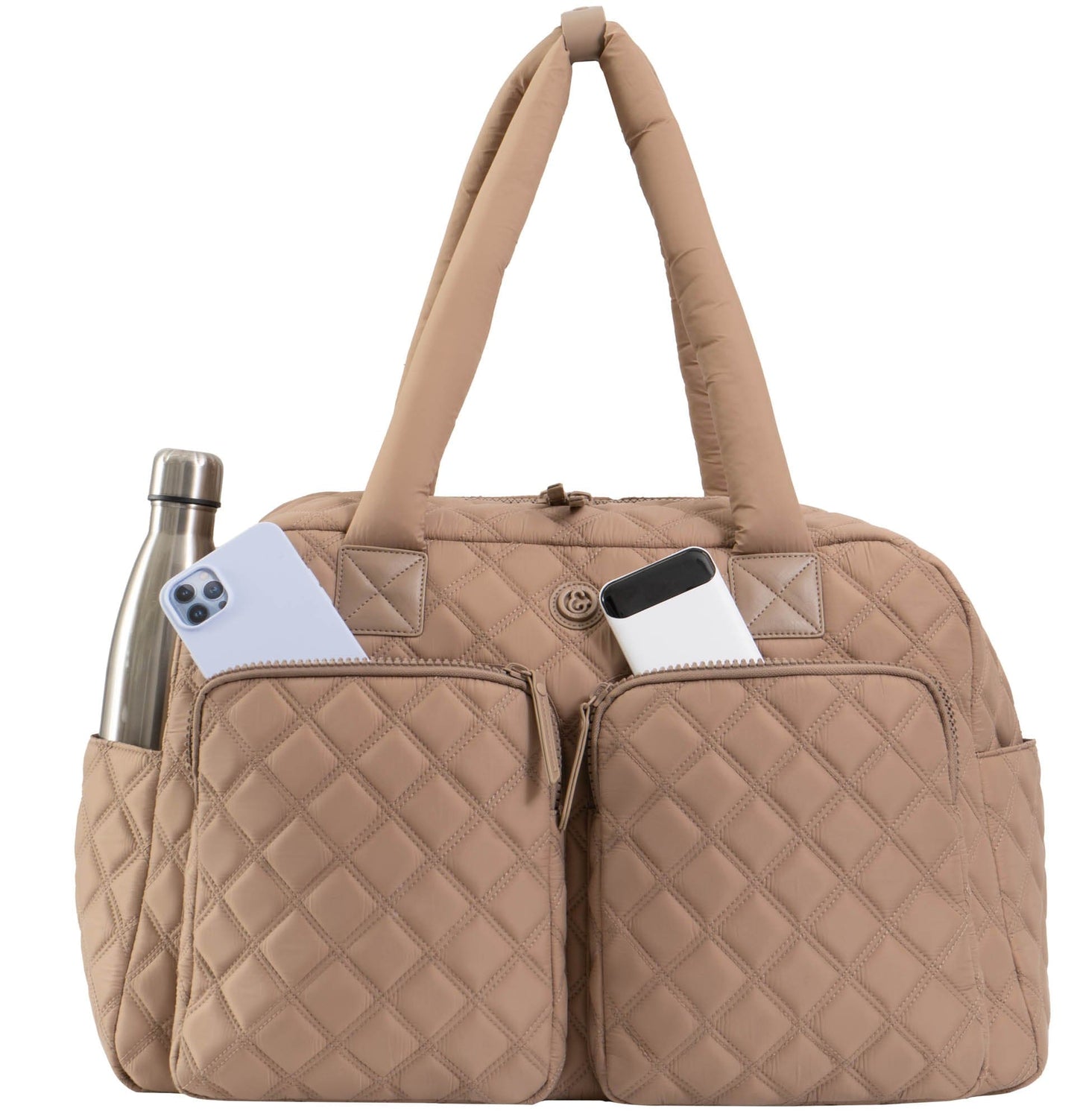 Joan & David 22 Inch Diamond Quilted 2 Pocket Parachute Nylon Duffel Bag