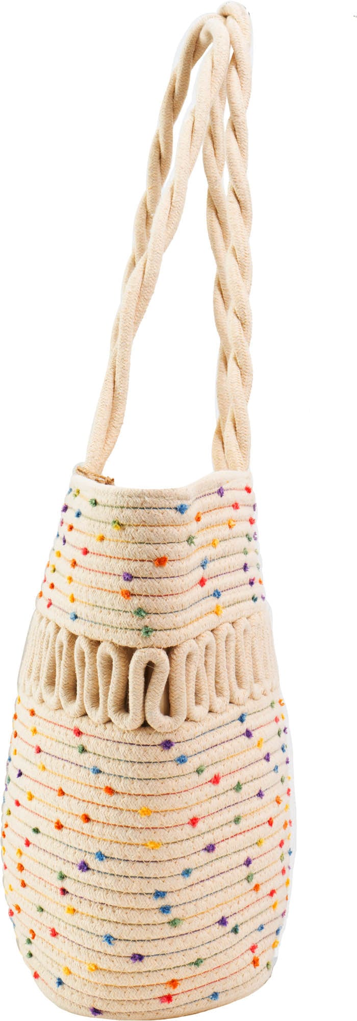 Magid Natural Cotton Woven Confetti Twist Shoulder Tote