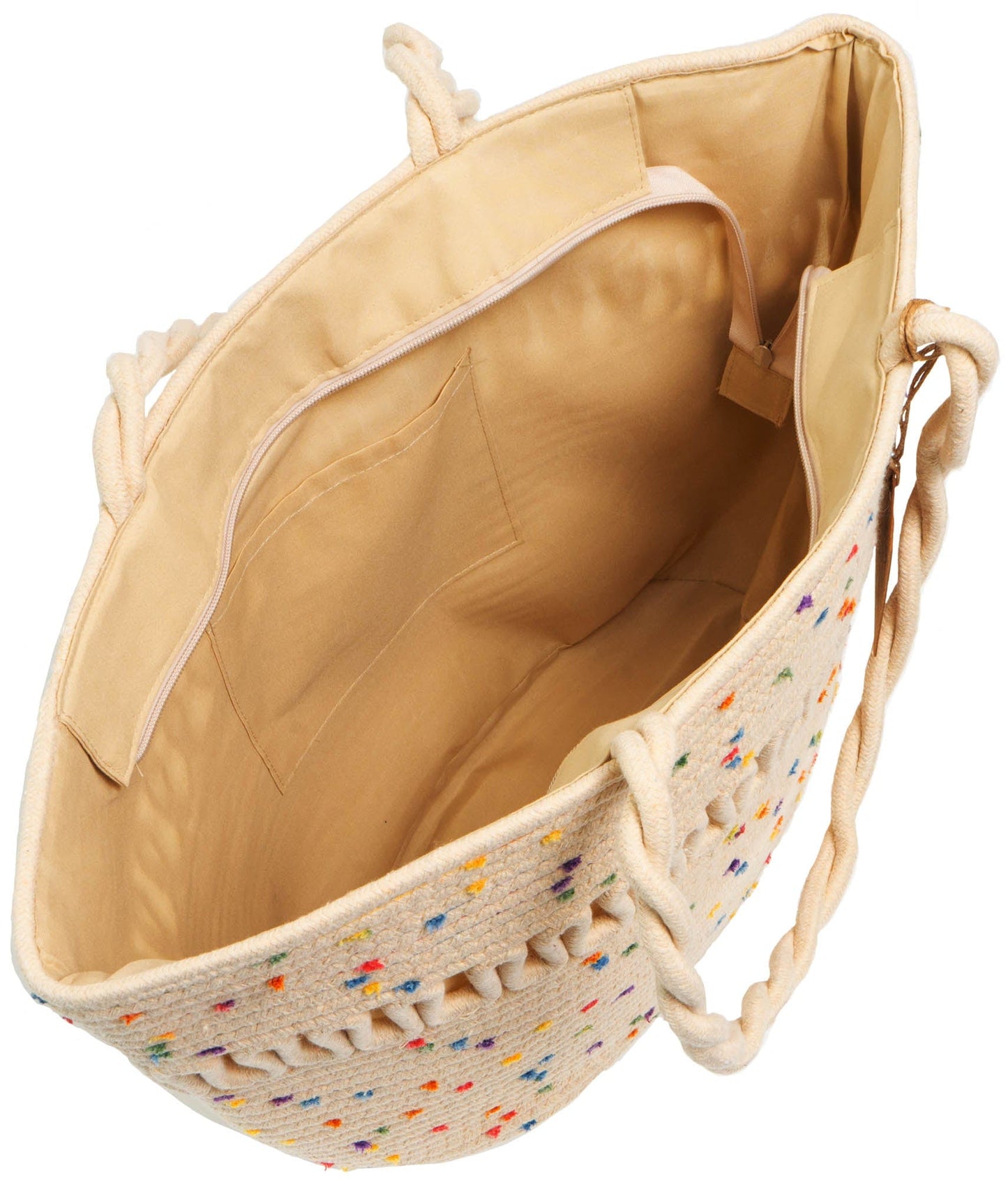 Magid Natural Cotton Woven Confetti Twist Shoulder Tote