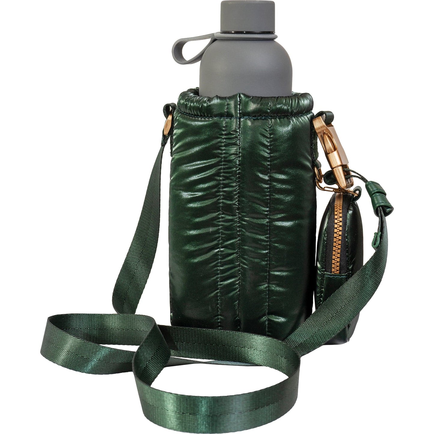 Joan & David Tubular Quilted Metallic Water Bottle Holder Sling Bag