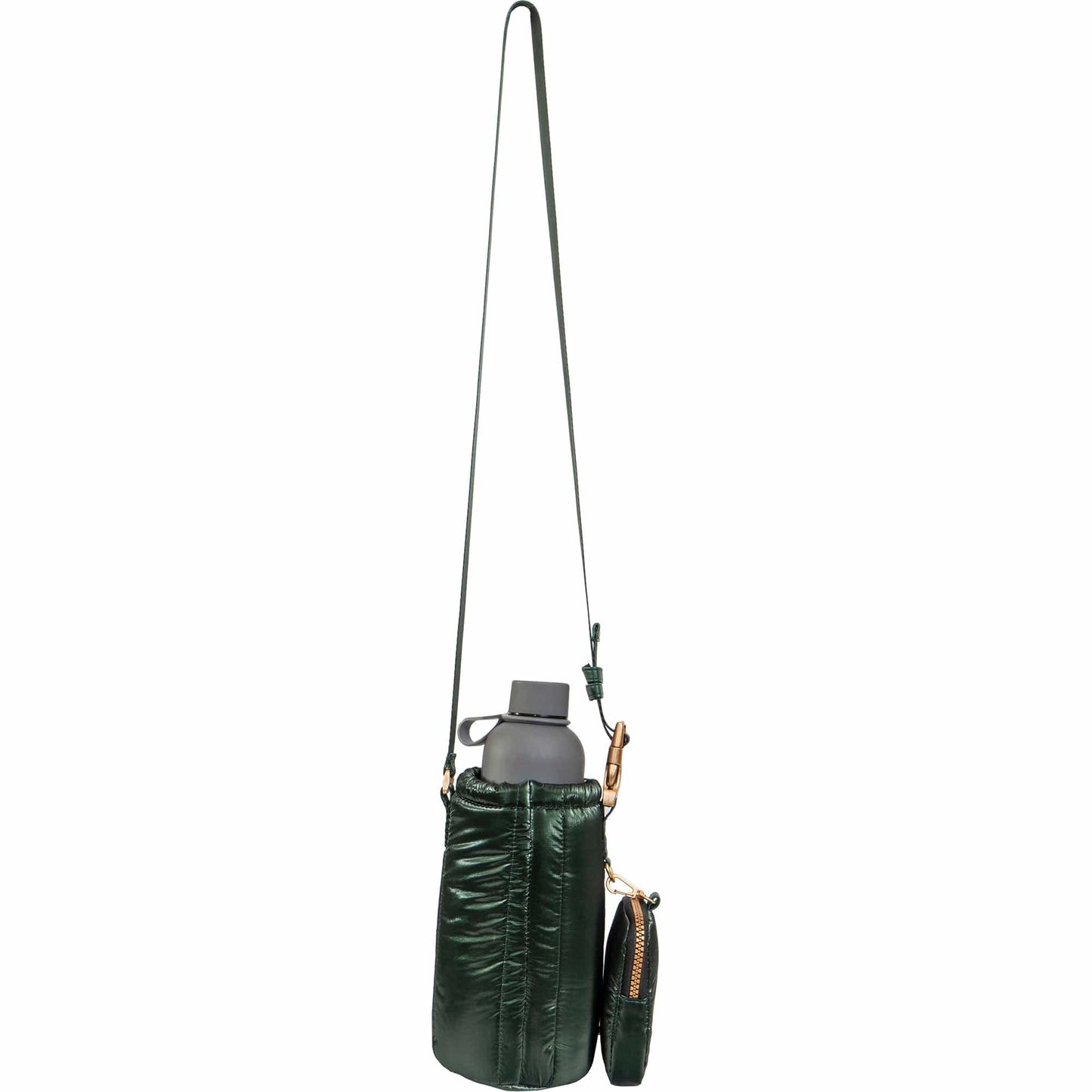 Joan & David Tubular Quilted Metallic Water Bottle Holder Sling Bag
