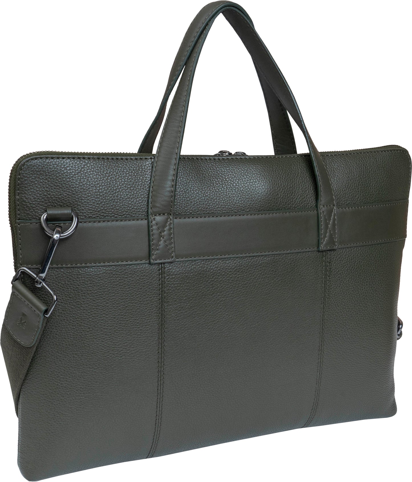 Boarding Pass Hey Handsome 16" Pebble Grain Genuine Leather Briefcase - Olive