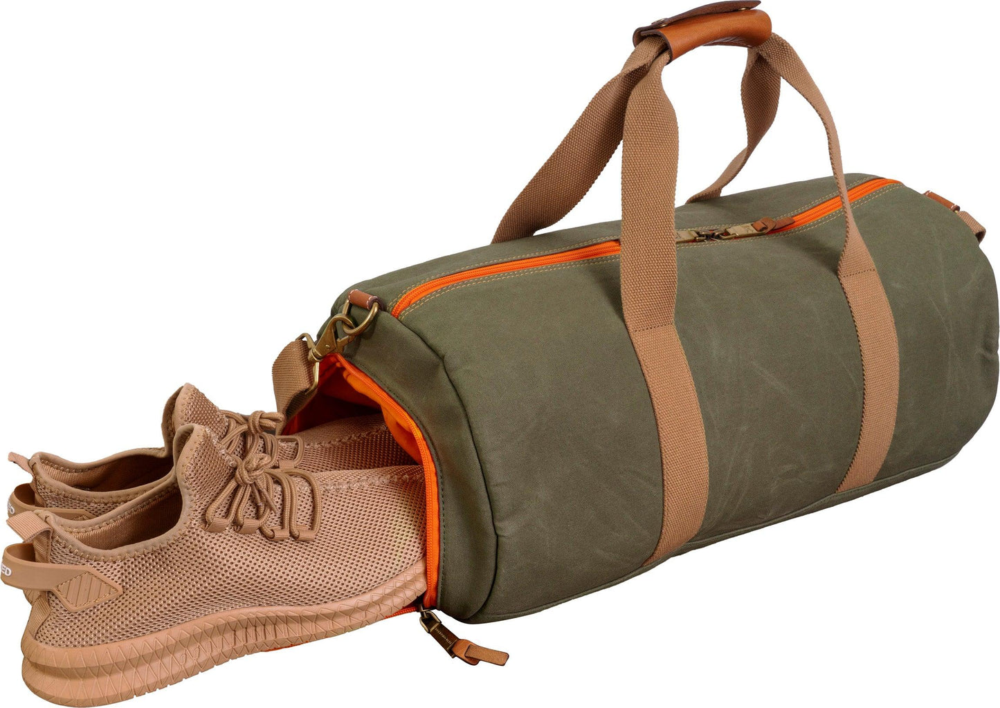 Voyager 20"Waxed Canvas Shoe Pocket Duffel - Navy