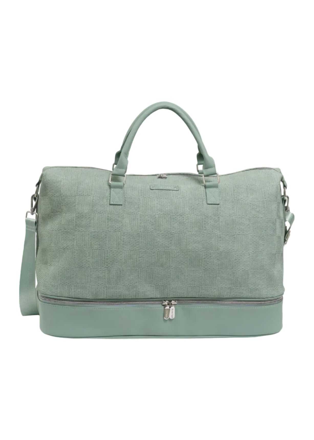 Ellen Tracy 20 Inch Checkered Embossed Faux Leather Drop Bottom Duffel