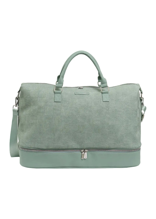 Ellen Tracy 20 Inch Checkered Embossed Faux Leather Drop Bottom Duffel