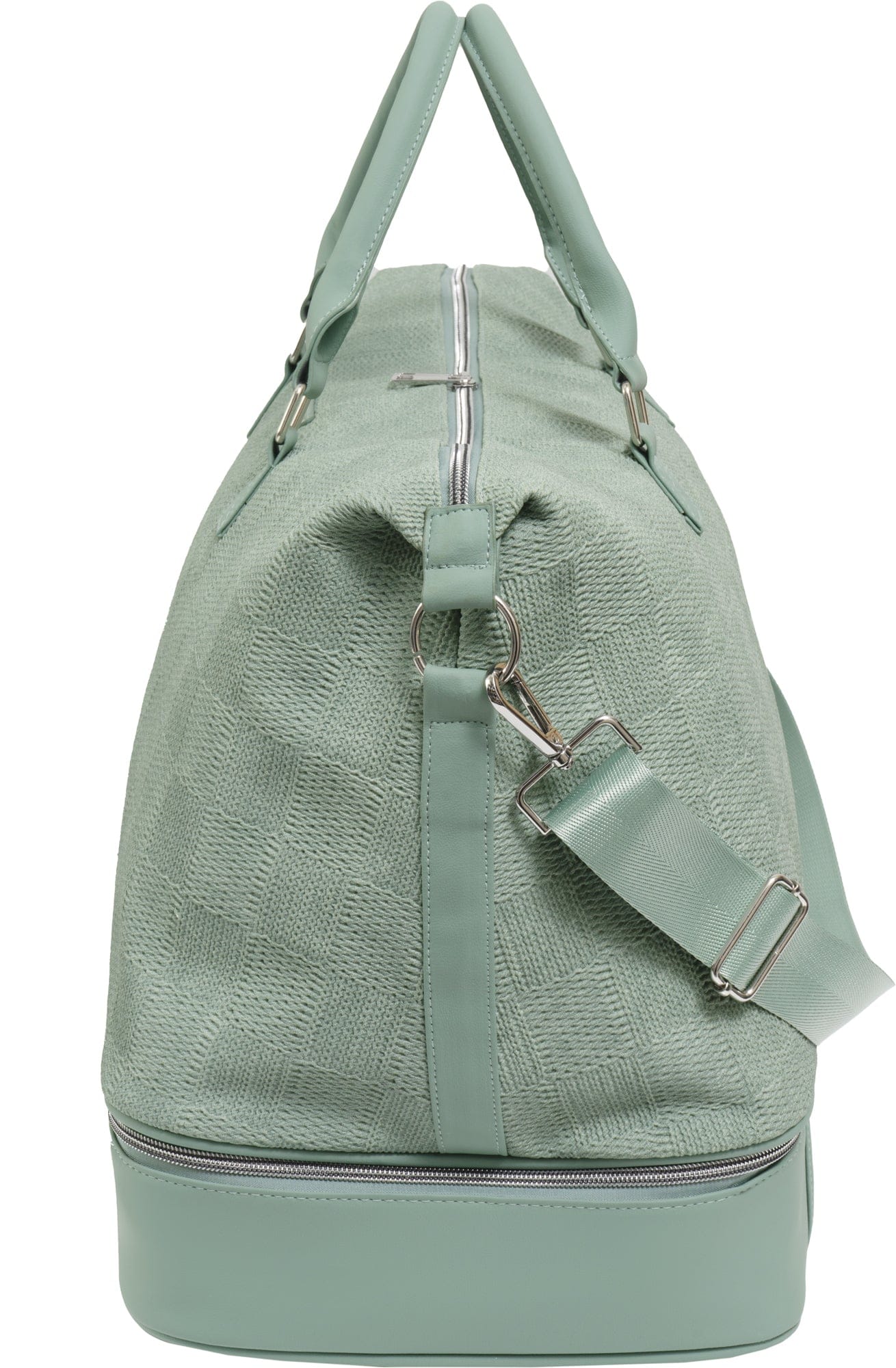 Ellen Tracy 20 Inch Checkered Embossed Faux Leather Drop Bottom Duffel