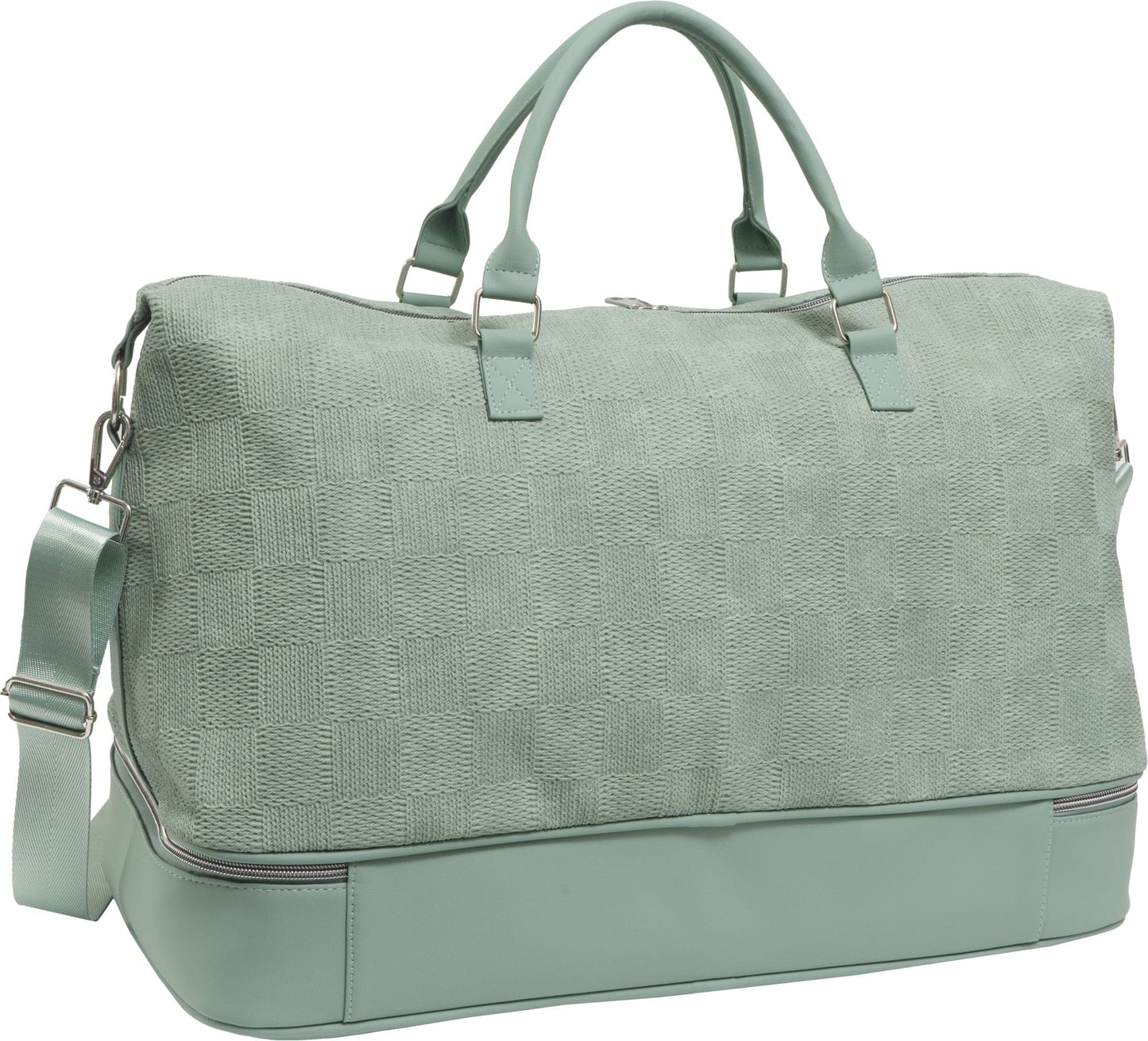 Ellen Tracy 20 Inch Checkered Embossed Faux Leather Drop Bottom Duffel