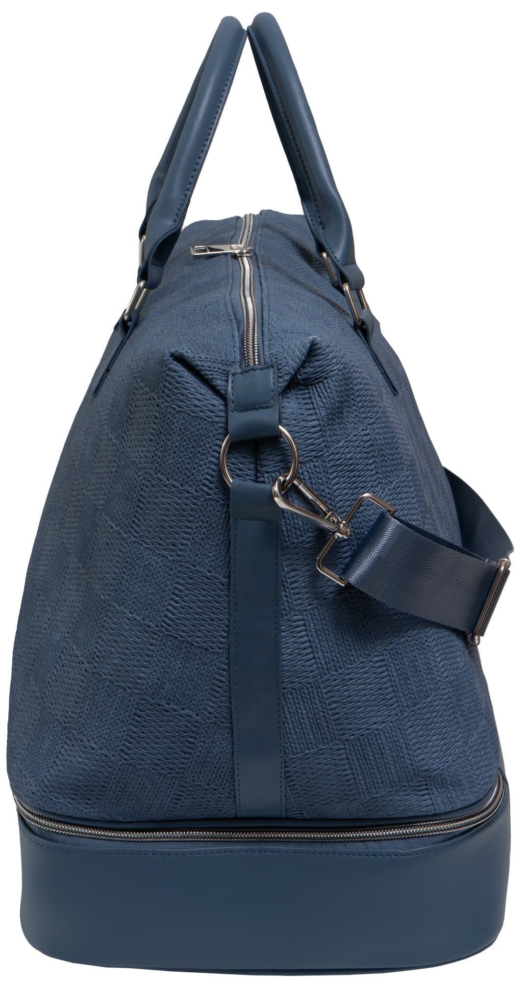 Ellen Tracy 20 Inch Checkered Embossed Faux Leather Drop Bottom Duffel