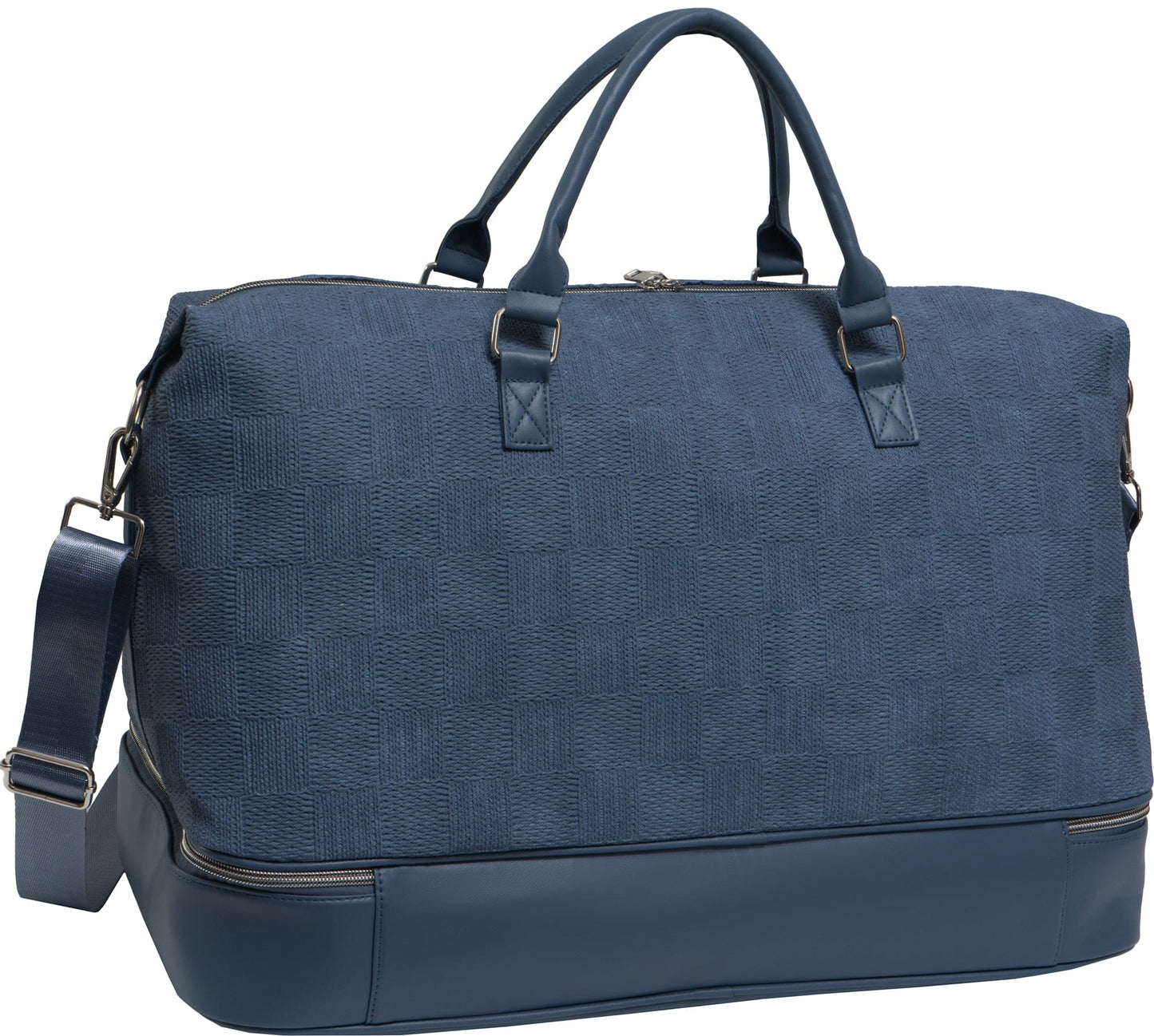 Ellen Tracy 20 Inch Checkered Embossed Faux Leather Drop Bottom Duffel