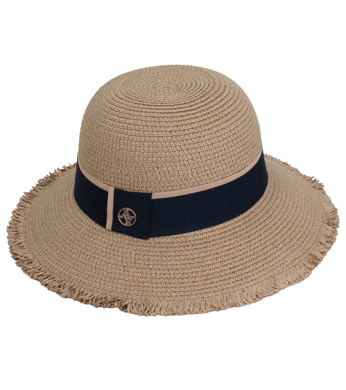 Adrienne Vittadini Frayed Brim Straw Bucket