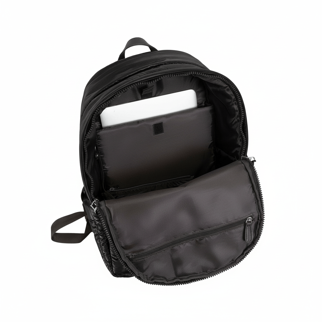 Joan & David Tubular Quilted Metallic Puffer Nylon 18-Inch Workbook Backpack