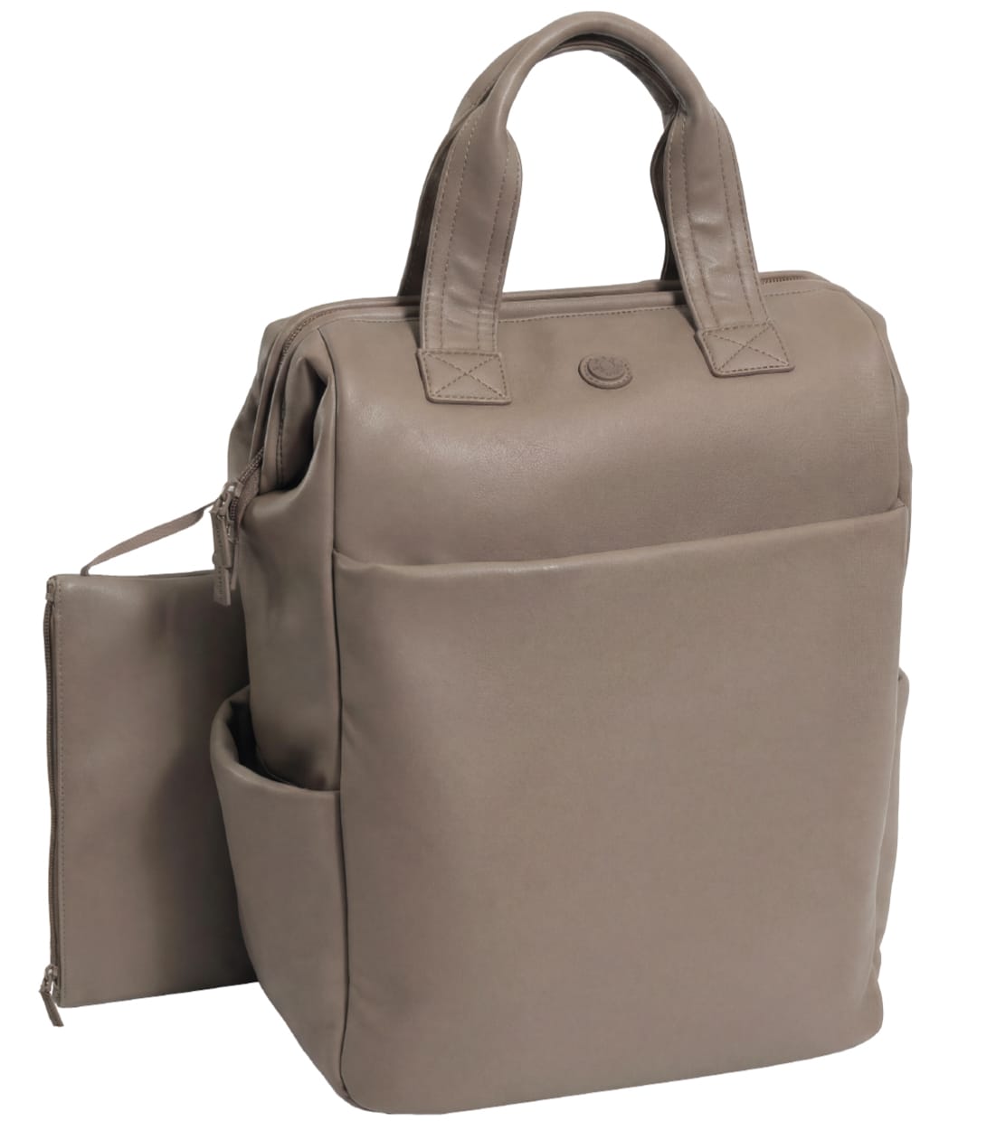 Max Studio 18 Inch Smooth Faux Vachetta PU Workbook Backpack