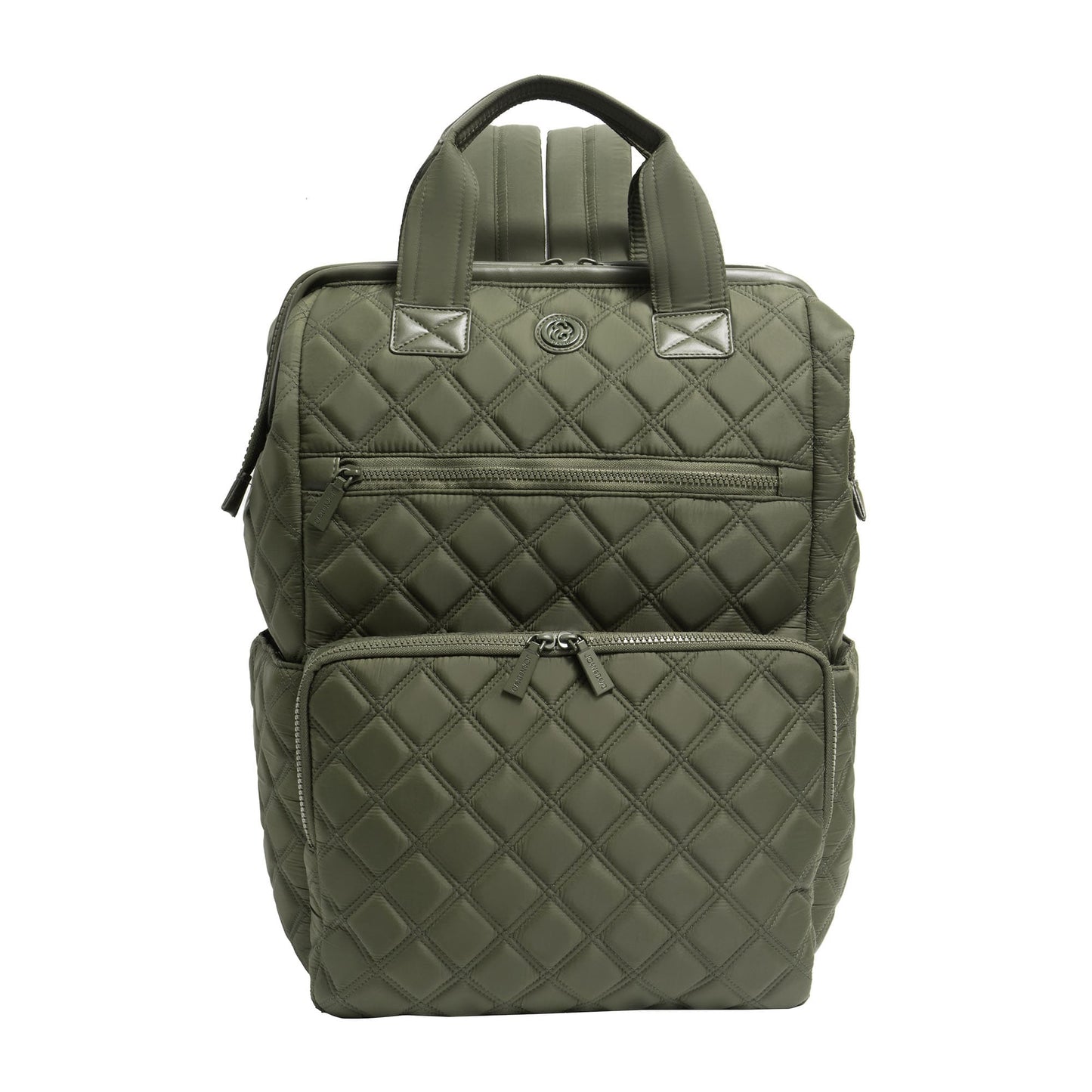 Joan & David Diamond Quilted Puffer Nylon Square Laptop Backpack