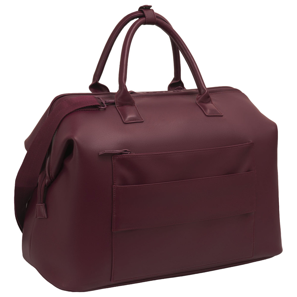 Max Studio 18 Inch Smooth Faux Vachetta PU Frame Weekender Duffle