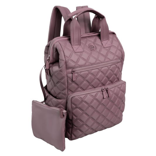 Joan & David Diamond Quilted Puffer Nylon Square Laptop Backpack