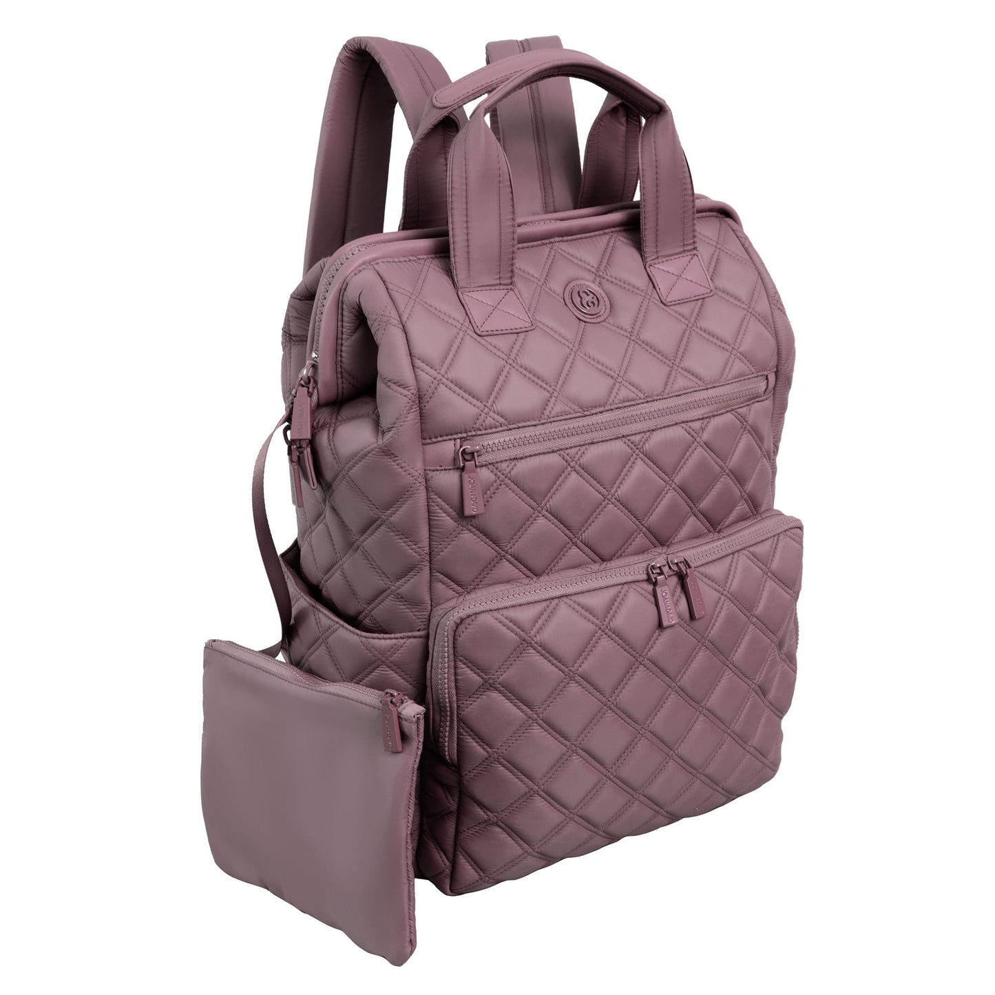 Joan & David Diamond Quilted Puffer Nylon Square Laptop Backpack
