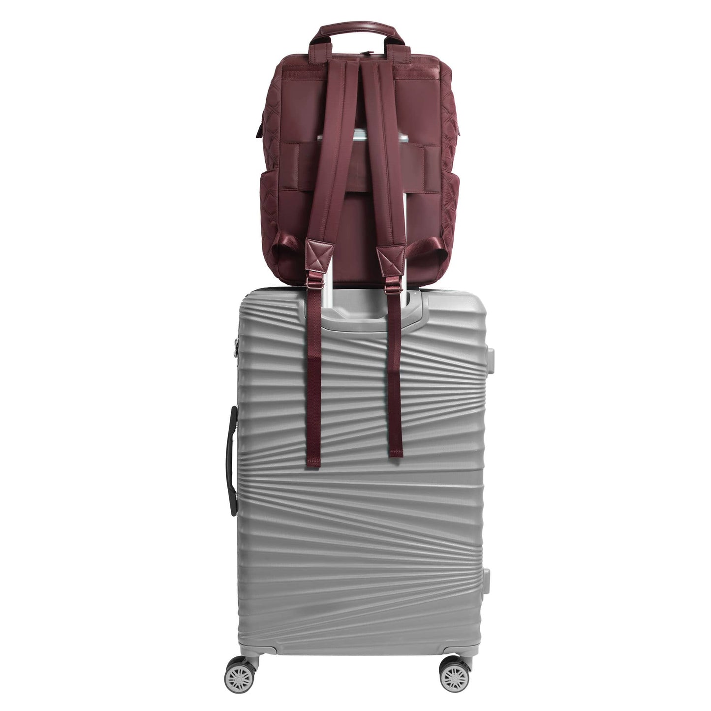 Joan & David Diamond Quilted Puffer Nylon Square Laptop Backpack