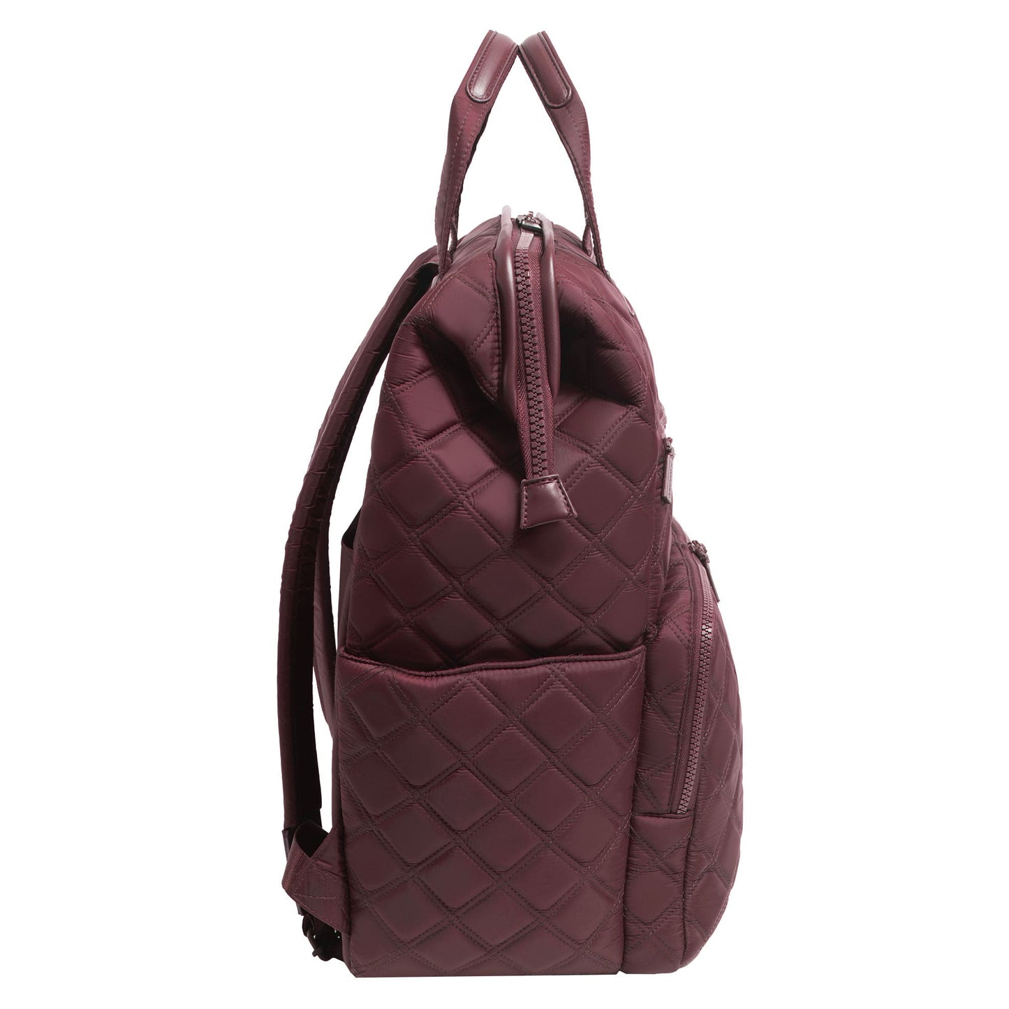 Joan & David Diamond Quilted Puffer Nylon Square Laptop Backpack